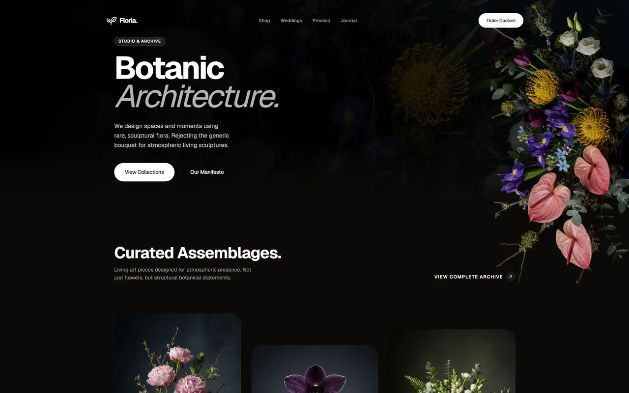 Scroll through Floria, an example landing page built with the skill