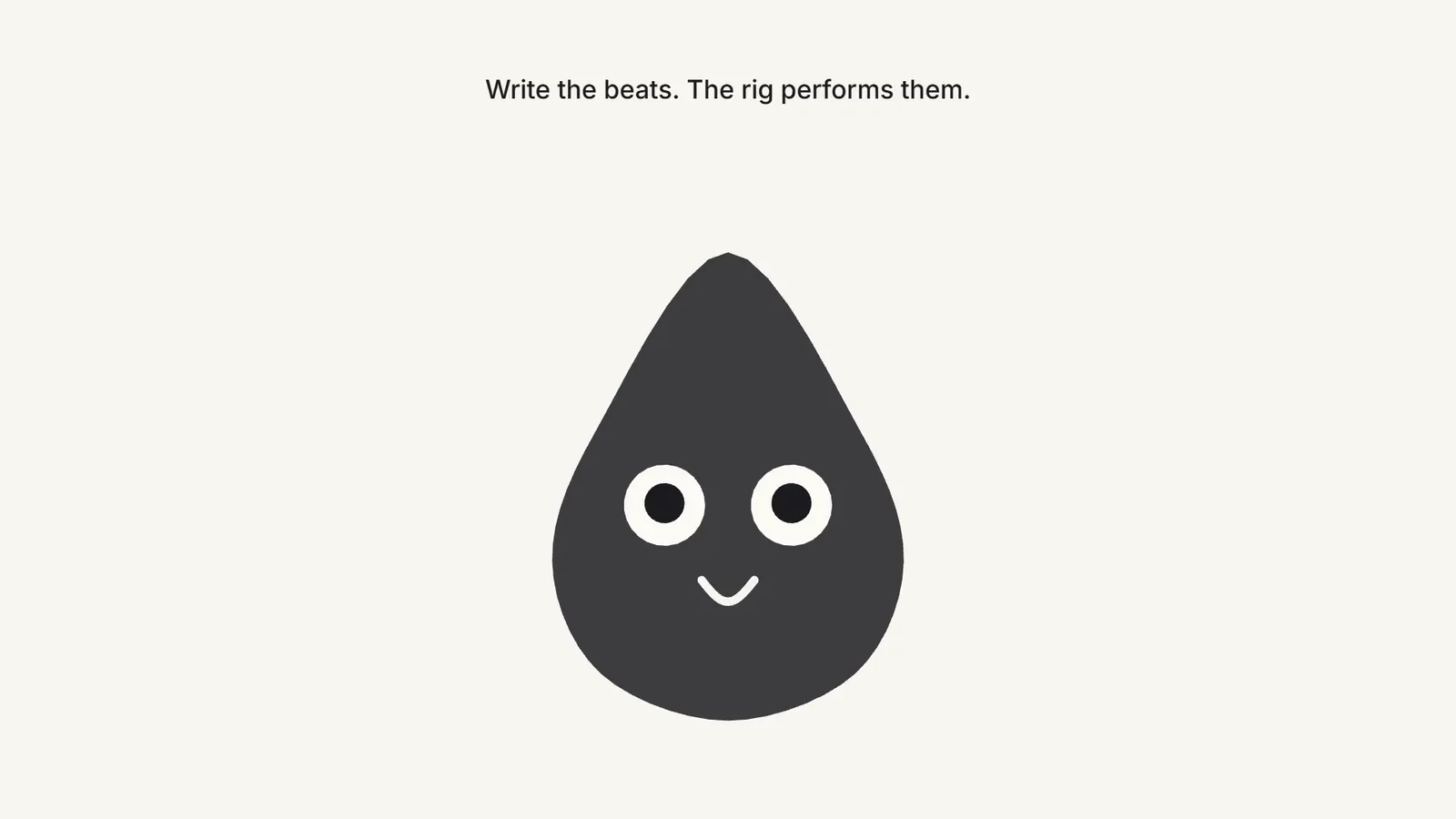 Nib laughing: eyes closed in upward arcs over an open mouth, leaning with the beat