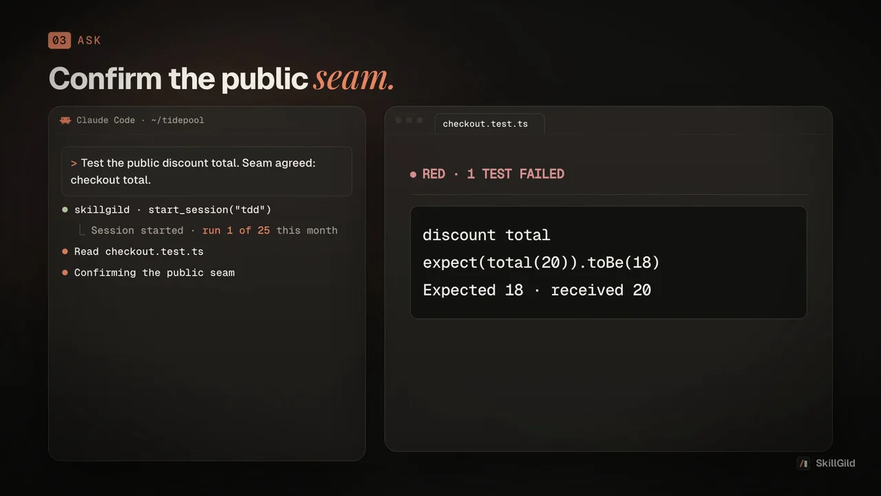 TDD demo: follows one failing test with one minimal change.