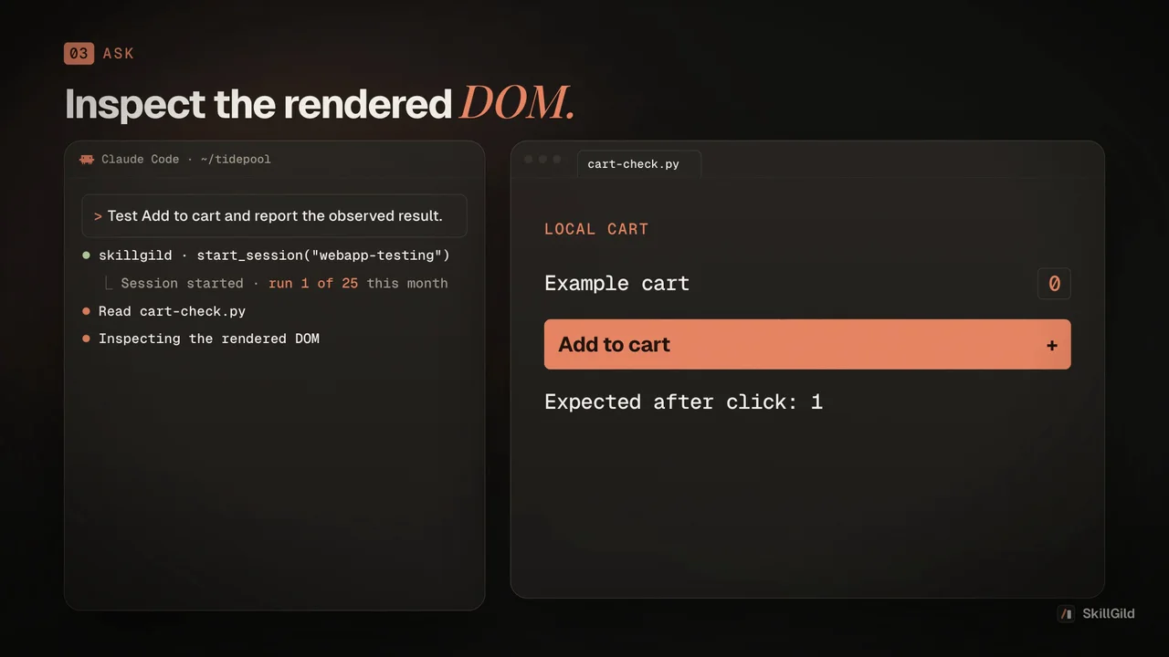 Webapp Testing demo: inspects a local app and captures browser evidence.
